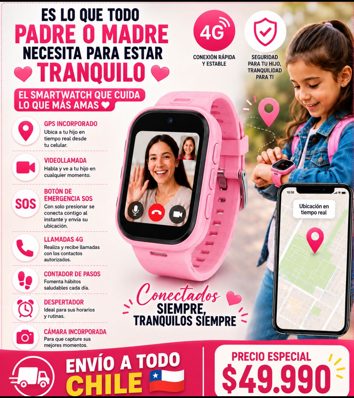 👧⌚ RELOJ INTELIGENTE 4G PARA NIÑOS – GPS + VIDEOLLAMADA 📍📹